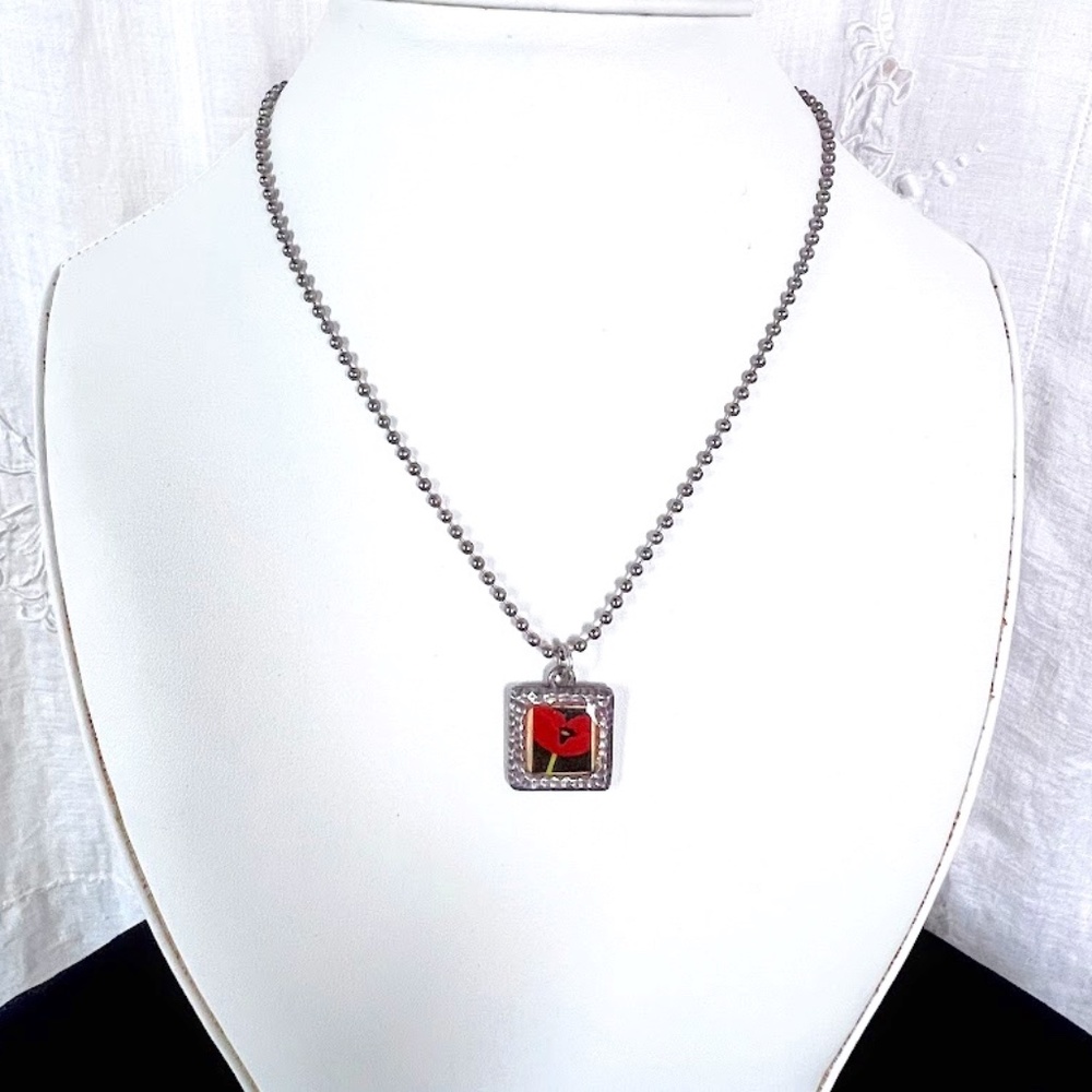 Boho Silver Poppy Pendant Necklace/Choker 💎Host Pick💎 - Picture 2 of 7